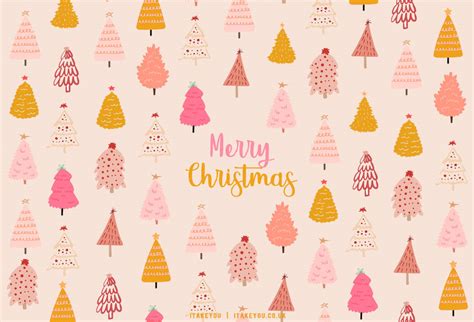 40+ Preppy Christmas Wallpaper Ideas : Mustard & Pink Christmas Tree ...