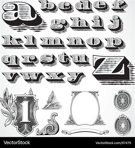 Decorative font Royalty Free Vector Image - VectorStock