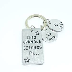 Grandfather Gift Personalized Grandpa Keychain Father's - Etsy