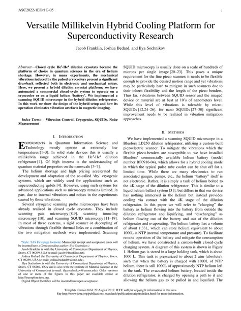 (PDF) Versatile Millikelvin Hybrid Cooling Platform for Superconductivity Research