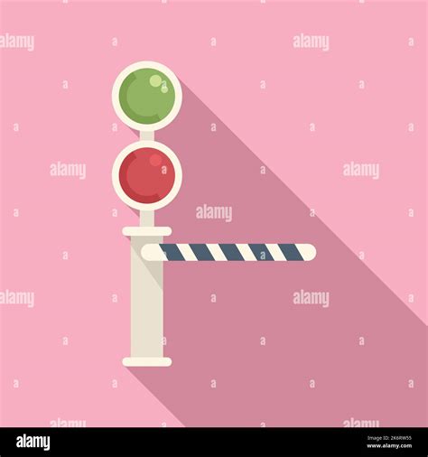 Traffic lights barrier icon flat vector. Train road. Closed railway Stock Vector Image & Art - Alamy