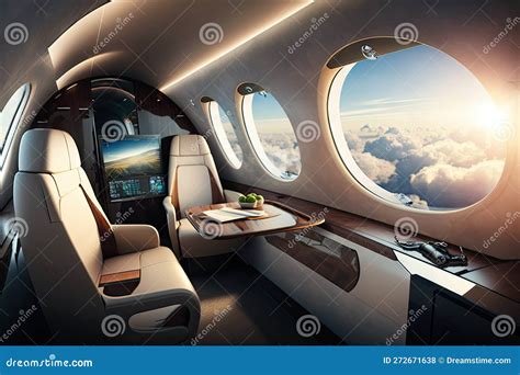 Business Jet, with View of the Cockpit, Showing Advanced Technology and ...