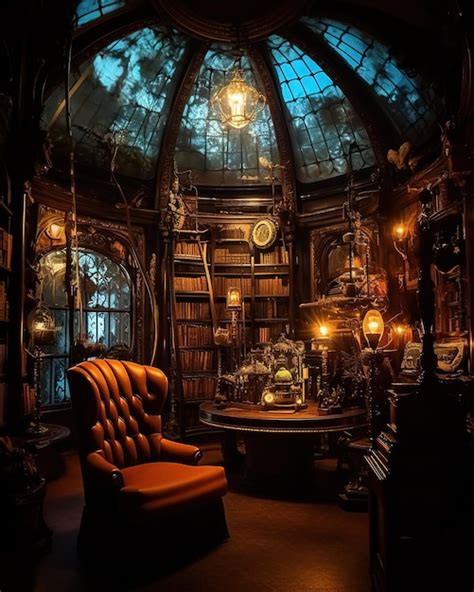 Premium AI Image | steampunk interior lab