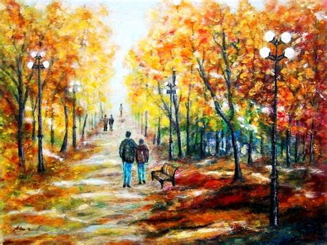 A walk in the park .. Painting by Emilia Urbaníková | Saatchi Art