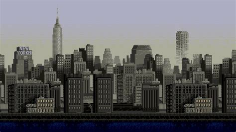 #cityscape #pixels #8-bit New York City pixel art #building Empire State Building #2K #wallpaper ...