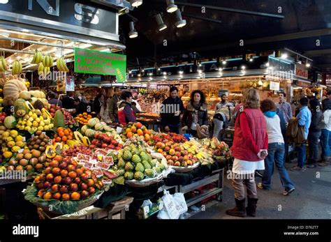 A shop or stall inside the Market La Boqueria, Barcelona Stock Photo ...