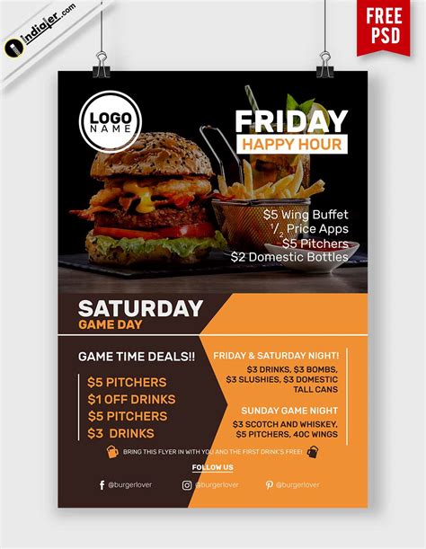 Burger Restaurant Promotion Flyer Template Free PSD Template - Indiater