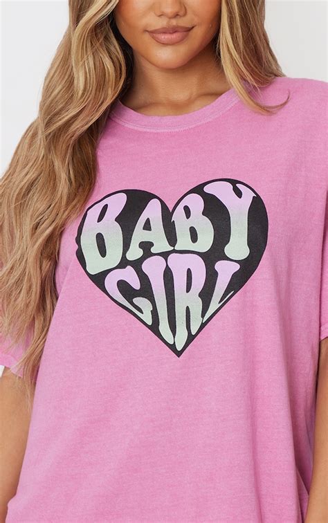 Pink Baby Girl Graphic Washed Night T-Shirt | PrettyLittleThing USA