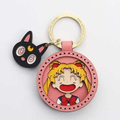 Sailor Moon Serena Tsukino Tsukino Usagi Handmade Leather Key Chain - MyAnimeClass