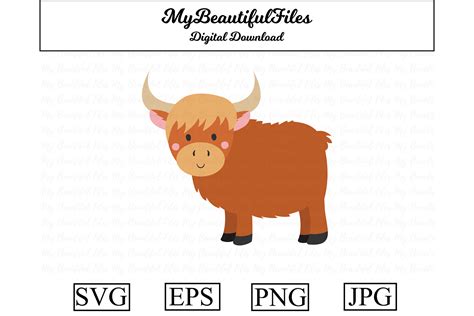 Highland Cattle Cute Clipart Graphic by MyBeautifulFiles · Creative Fabrica