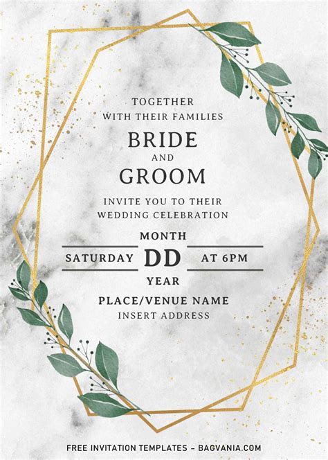 Greenery Geometric Wedding Invitation Templates – Editable With MS Word | FREE Printable ...