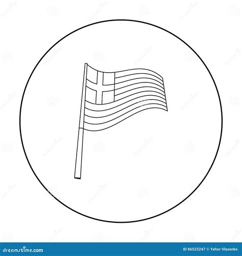 Greek Flag Icon in Outline Style Isolated on White Background. Greece Symbol Stock Vector ...