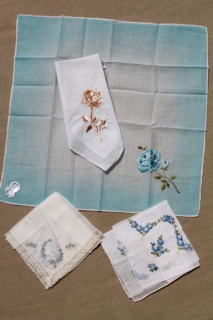 vintage ladies hankies lot - embroidered fine cotton linen handkerchiefs