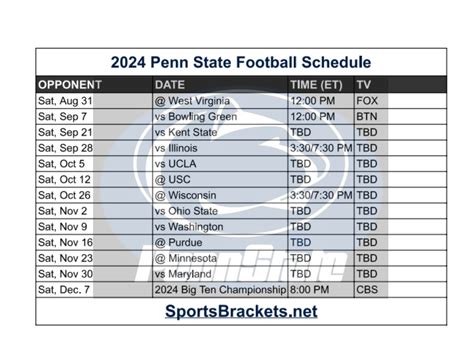 Penn State Football Schedule 2024 Printable - Lari Sharia