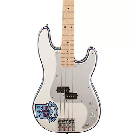 Fender Steve Harris Signature Precision Bass Electric Bass Guitar Olympic White with Pinstripe ...