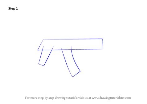 How to Draw AK-47 Rifle (Rifles) Step by Step | DrawingTutorials101.com