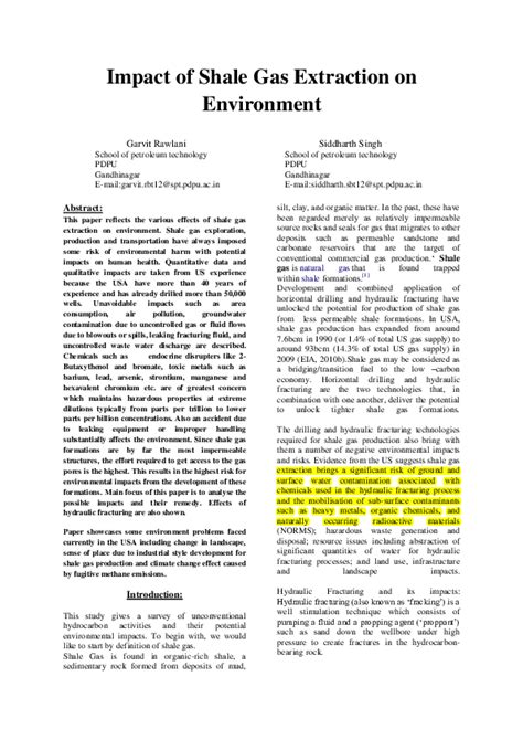 (PDF) Impact of Shale Gas Extraction on Environment | Garvit Rawlani ...