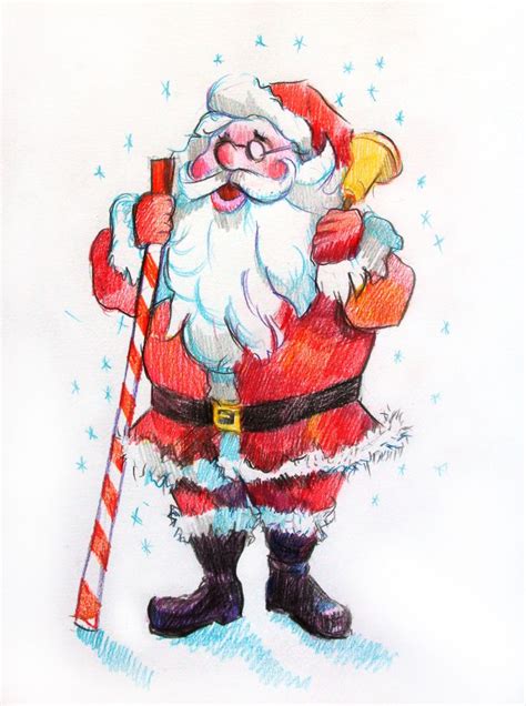 How to draw "Santa Claus" with colored pencils. Art lesson with Natalka ...