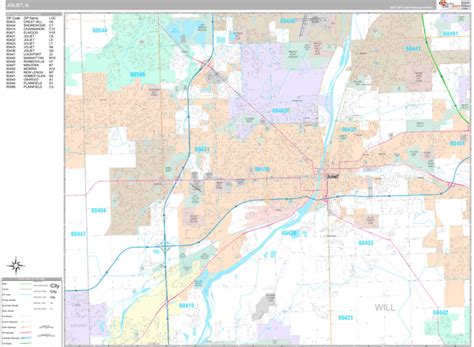 Joliet Illinois Wall Map (Premium Style) by MarketMAPS - MapSales