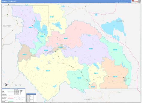 Plumas County, CA Wall Map Color Cast Style by MarketMAPS - MapSales