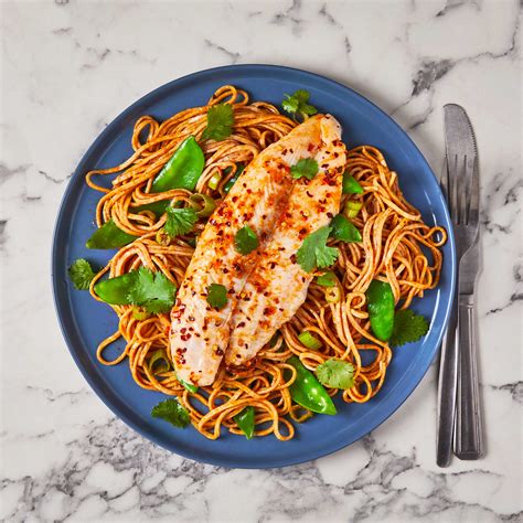 10-Min Zingy Asian Fish With Chilli Noodles Recipe | Gousto