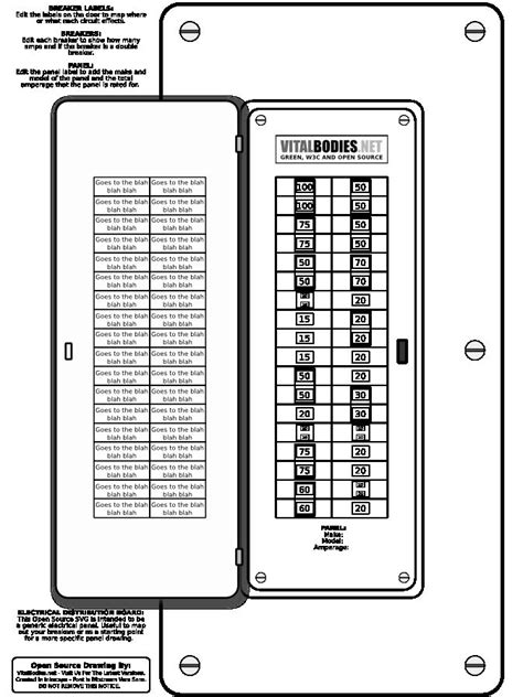 Electrical Panel Labels Printable