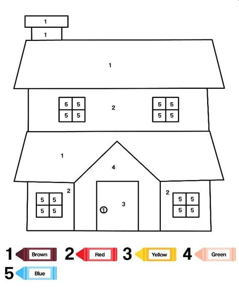 Big House Color by Number coloring page | Coloring for kids free, House ...