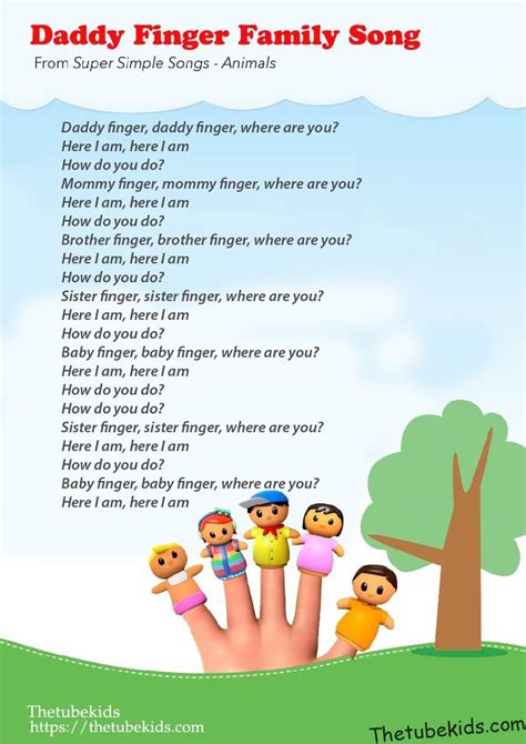 Daddy Finger Family Lyrics Poster | FREE PRINTABLE PDF - Thetubekids