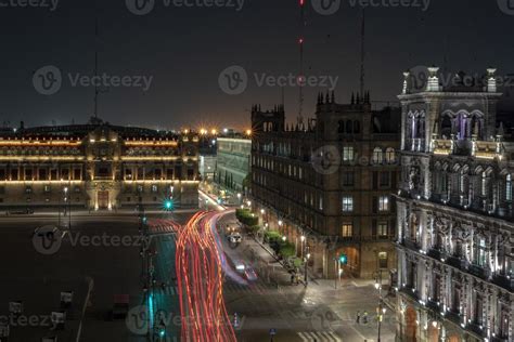 mexico city zocalo main place at night 17410805 Stock Photo at Vecteezy