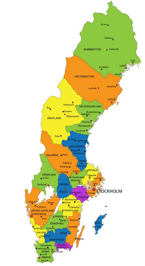 Sweden Political Map | Mappr