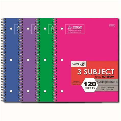 72 Wholesale Three Subject Notebook College Ruled - at ...