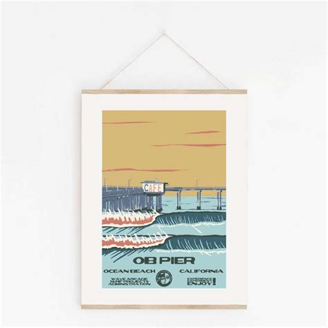 OB Pier | Ocean Beach, CA Poster || WAVE ARCADE Surf & Beach Art