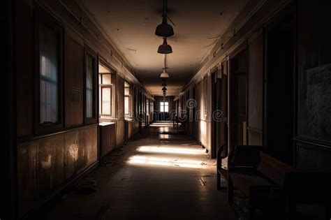 Creepy Hallway, with Flickering Lights and Strange Noises, in Abandoned ...