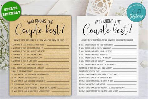 Editable Who Knows The Couple Best Bridal Shower Games DIY ...