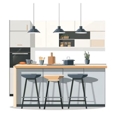 Modern Kitchen With Furniture Flat, Furniture, Stove, Kitchen PNG Transparent Image and Clipart ...