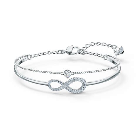 Swarovski Bracelet Infinity Bangle Chain Rhodium Silver | Crystal Classics