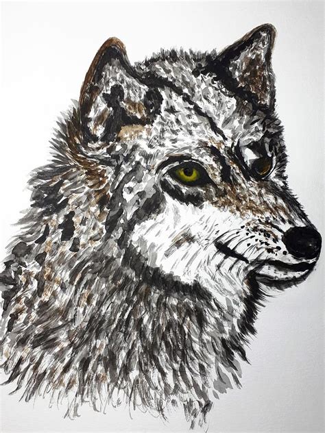 Lone Wolf Painting by Abstract Angel Artist Stephen K - Pixels