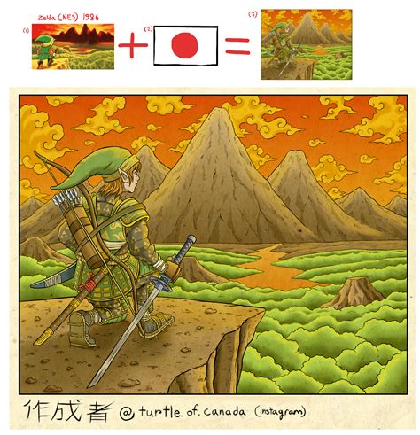 [LoZ] Original Zelda (NES) artwork reimagined in Ancient Japan. (Made by me) : r/zelda