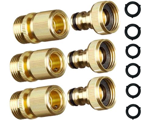 Buy Quick Connect Garden Hose Fittings [3 Pack] Solid Brass Water Hose ...