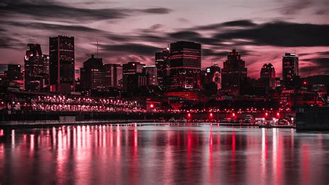 night city, city lights, buildings, shore, night 4k - Free 4k Wallpapers - 40.000+ Free 4k ...