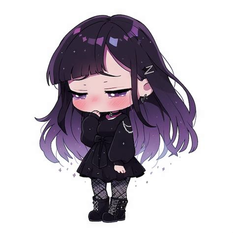 Premium Photo | Expressive anime chibi illustration of a sad goth girl Created using Generative AI