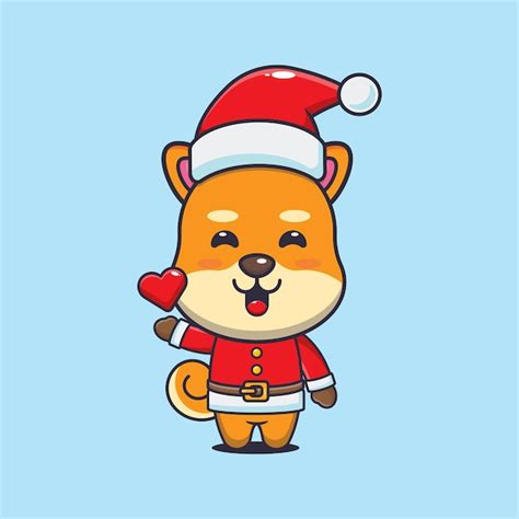 Premium Vector | Cute shiba inu dog wearing santa costume. cute christmas cartoon illustration.