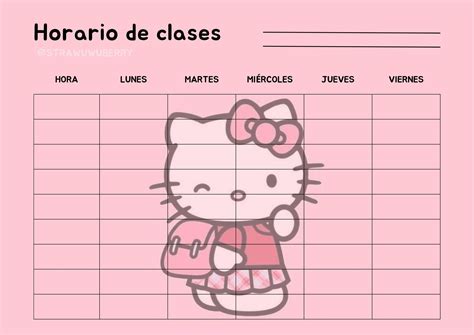 Horario de clases de Hello Kitty para imprimir 2023 Sanrio Hello Kitty ...