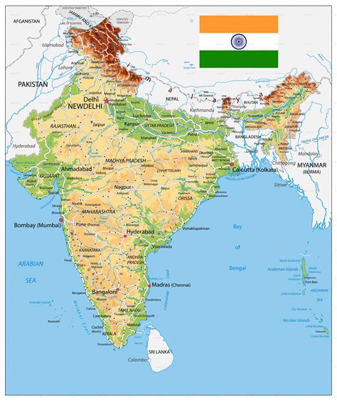 India Map With Physical Features - Middle East Political Map