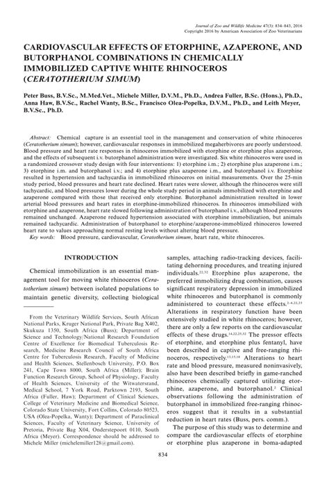 (PDF) Cardiovascular effects of etorphine, azaperone, and butorphanol combinations in chemically ...