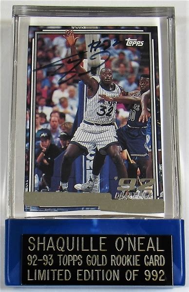 Lot Detail - 1992 Topps Gold Shaquille O'Neal Signed Rookie Card #/992