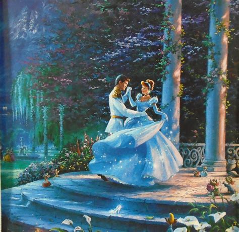 Thomas Kinkade DISNEY CINDERELLA Dancing in the Moonlight Ivory 10 X 10 ...