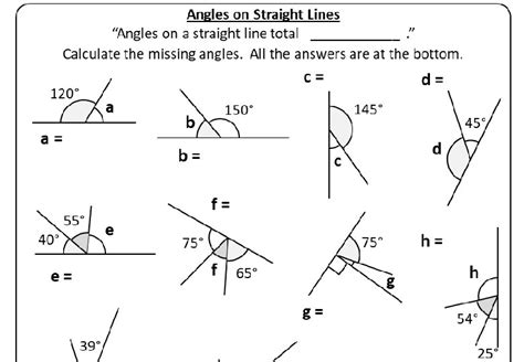 Angles Straight Line Worksheet A The worksheet is