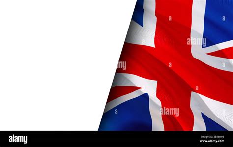 British flag waving in wind Full HD half white background. Realistic UK Flag background, 3d ...