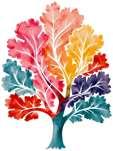 Watercolor Painting Of A Leafy Oak Free Stock Photo - Public Domain Pictures